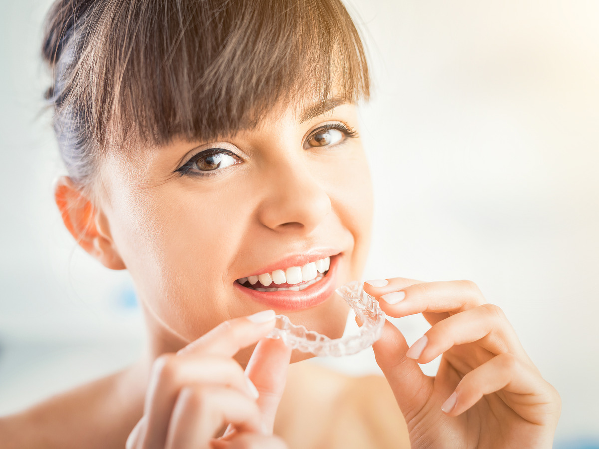 Patient wearing Spark Aligners