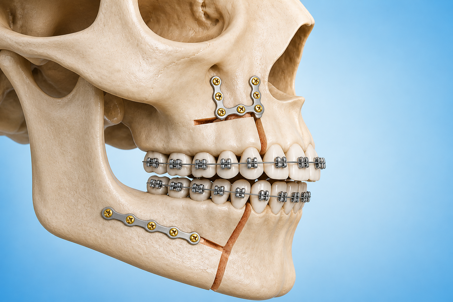 Patient before and after surgical orthodontics